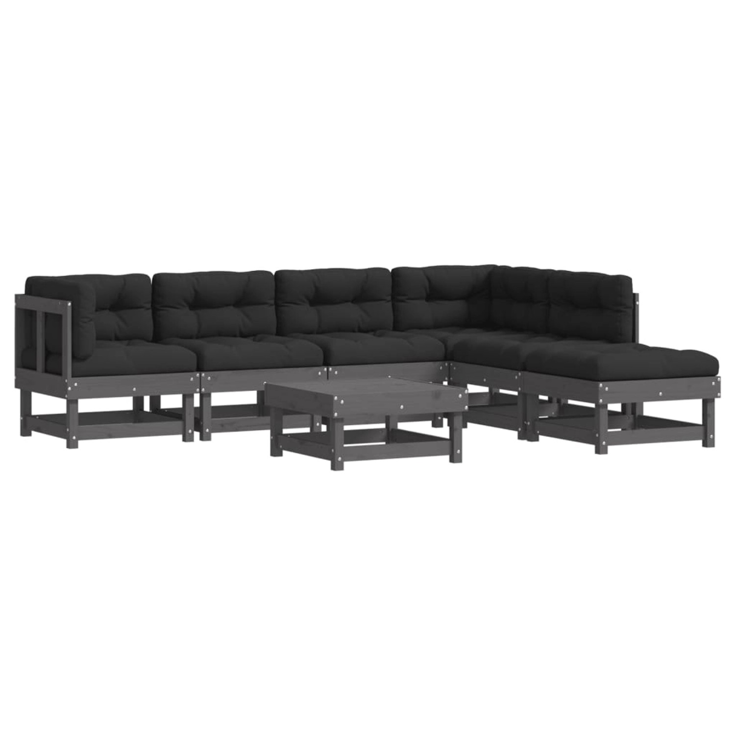 vidaXL 7-tlg Garten-Lounge-Set mit Kissen Grau Massivholz Modell 13 günstig online kaufen