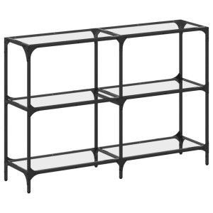 vidaXL Konsolentisch mit Glasplatte, transparent, Stahl, 118,5x30x81 cm.