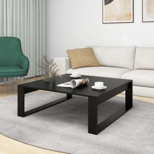 Schwarzer vidaXL Couchtisch (100x100x35 cm) aus Holzwerkstoff im Wohnzimmer.