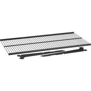 Schwarzer Metall-Drahtgitterboden (60x33x7,2cm) mit zwei Trägern für Regale & Regalböden.