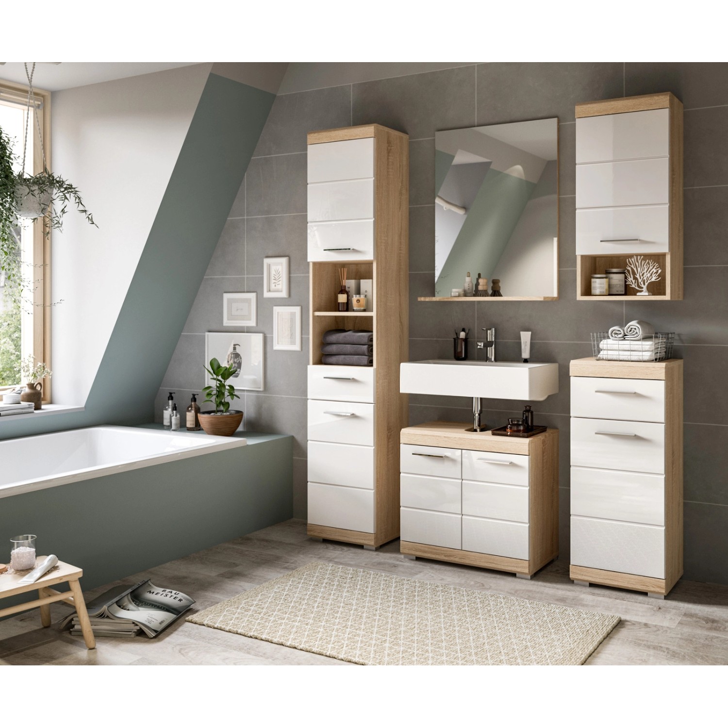 Inn.Furn Badezimmer Spiegel in Eiche 60 x 79 cm Mambo_5