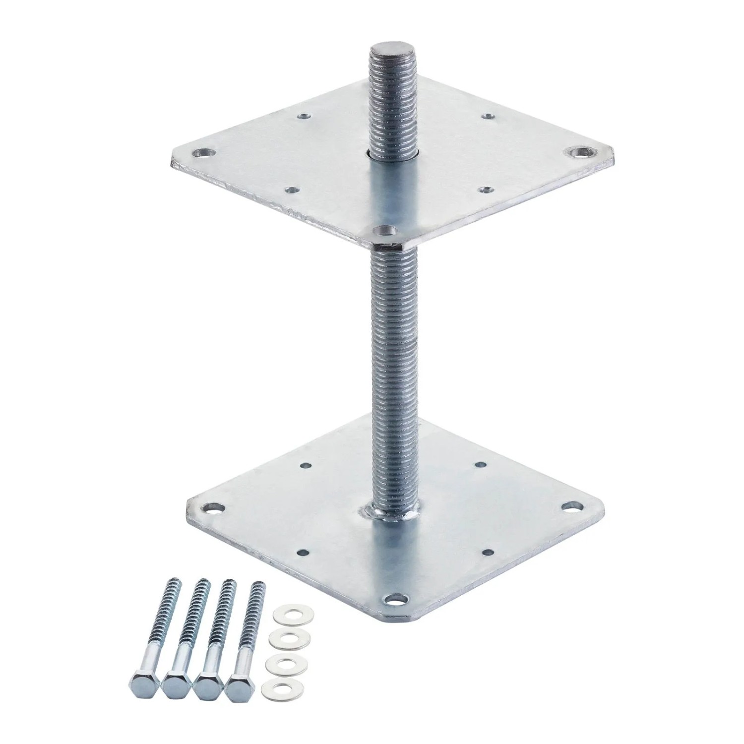 SOTECH 2er Set Pfostenträger M24 160 x 160 x 250 mm Stahl Verzinkt Höhenverstellbar Witterungsbeständig