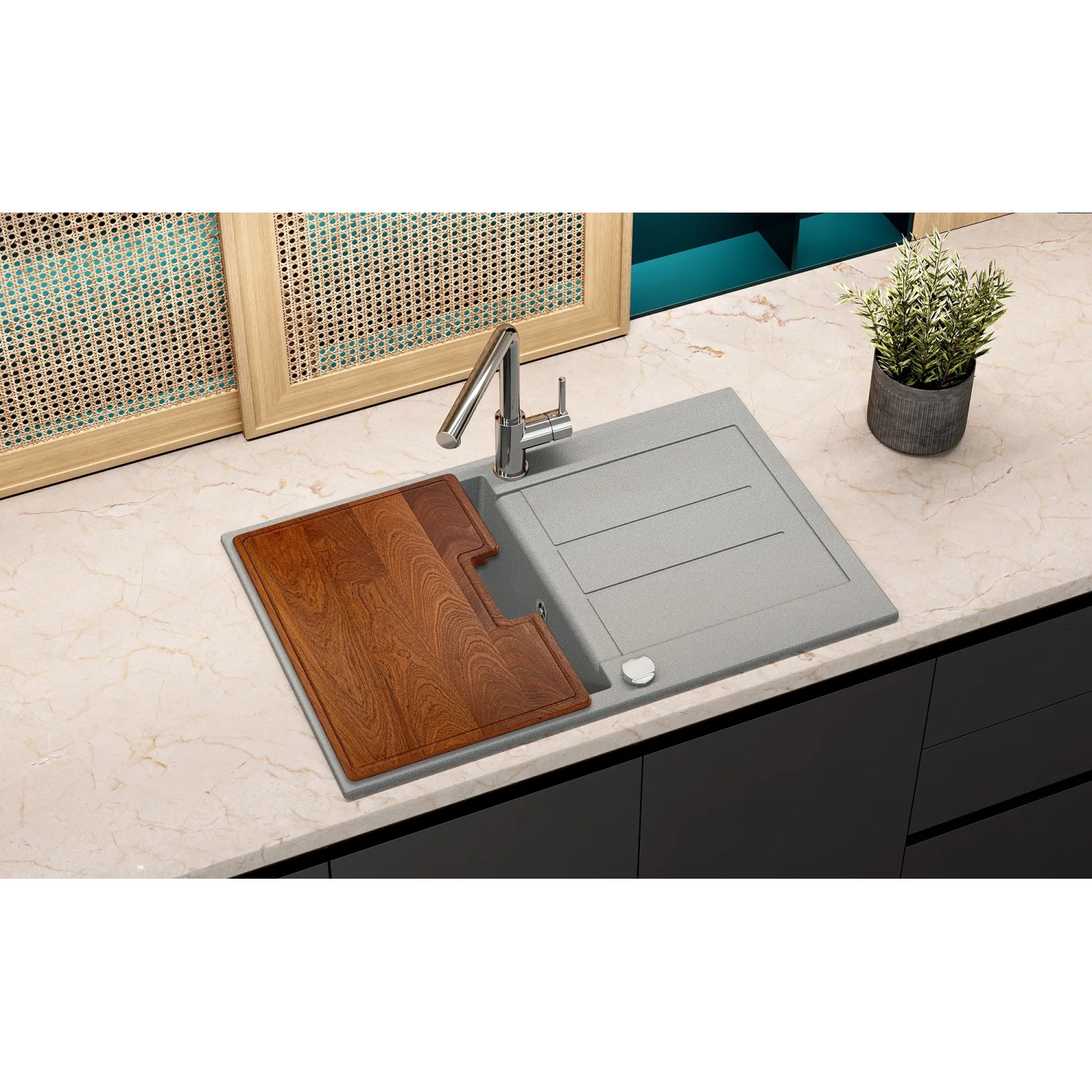 Helika Schneidebrett aus Sapeli-Holz für Spüle, 47x32cm, Zubehör für Spülen.