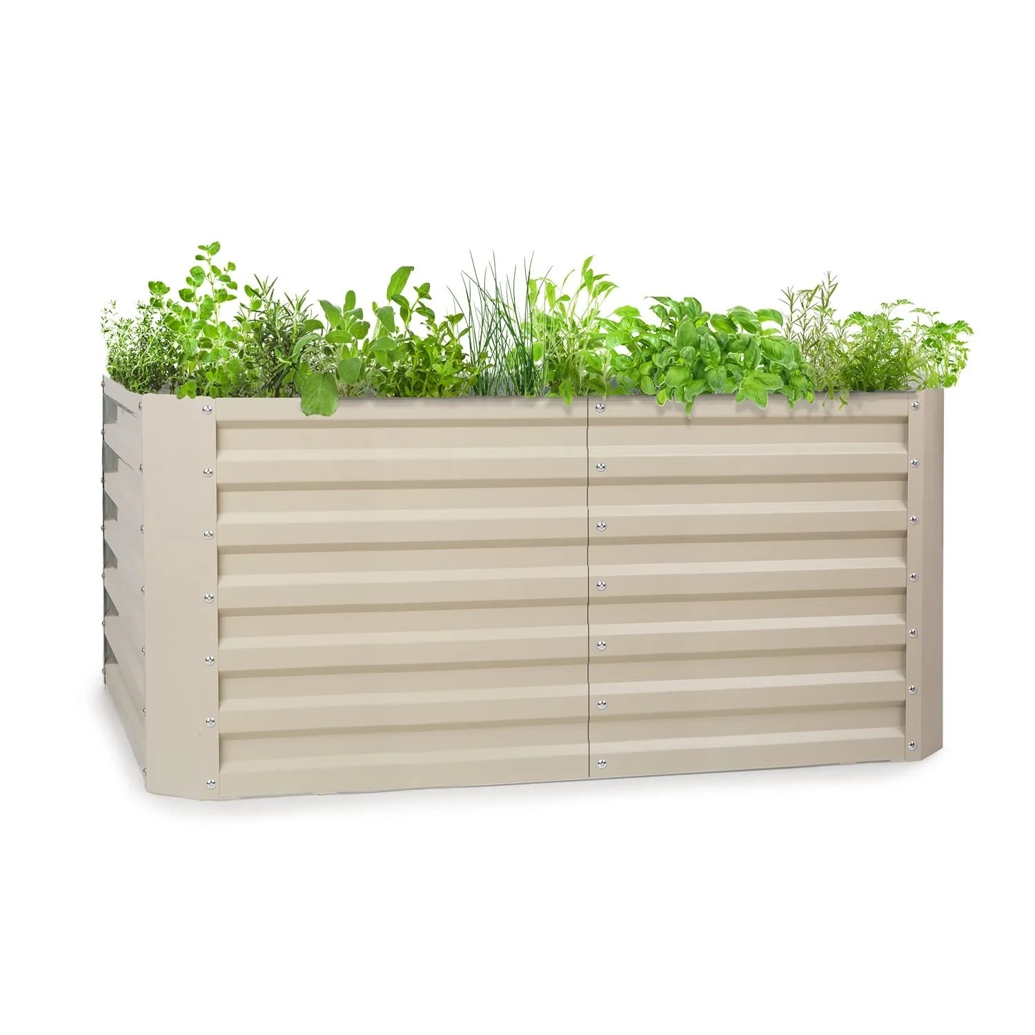 Blumfeldt High Grow Straight Hochbeet Gartenbeet 120x60x60 cm 432 L Stahl Rechteckig Sand
