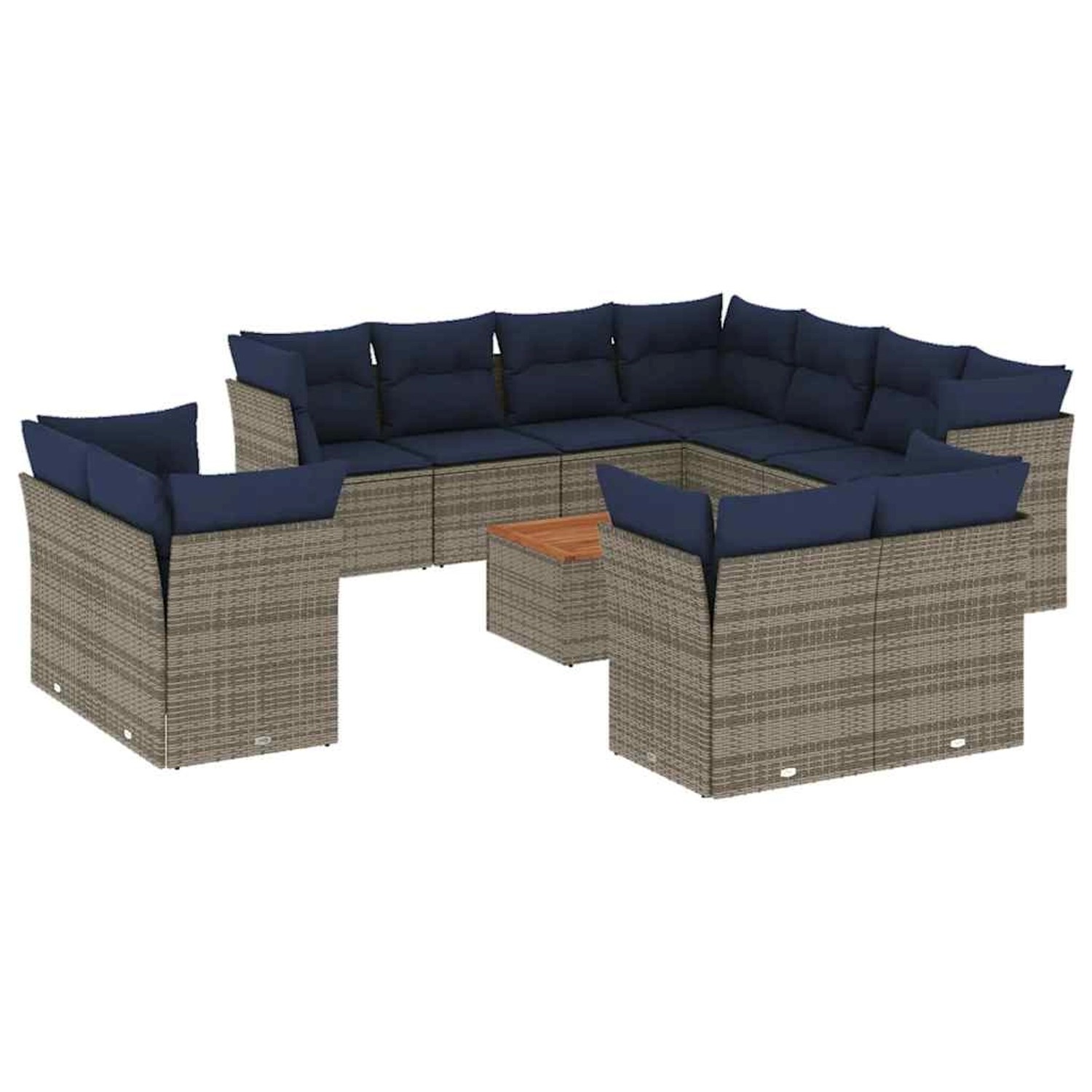 vidaXL 12-Tlg Garten-Sofagarnitur mit Kissen Grau Poly Rattan 3256278 günstig online kaufen