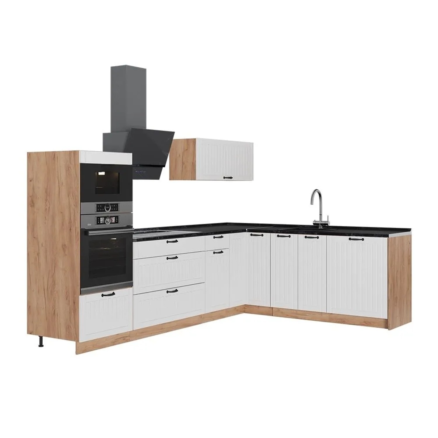 Vicco Eckküche Fame-Line Weiß Landhaus/Goldkraft Eiche 287 x 154 AP Anthrazit Art Nr 63517