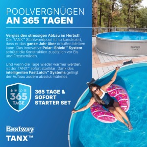 Bestway Tanx Stahlwandpool Set mit Filterpumpe Ø 305 X 61 Cm Grau Rund