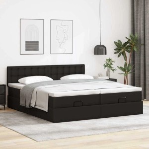 vidaXL Ottoman-Bett mit Matratzen Schwarz 160x200 cm Kunstleder 3311951