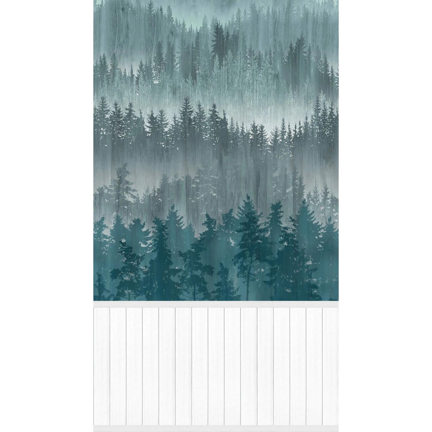 PROFHOME 398111-GU Fototapete Wald Blau Pastell-Türkis Weiß Grau 1,59 m x 2,8 m