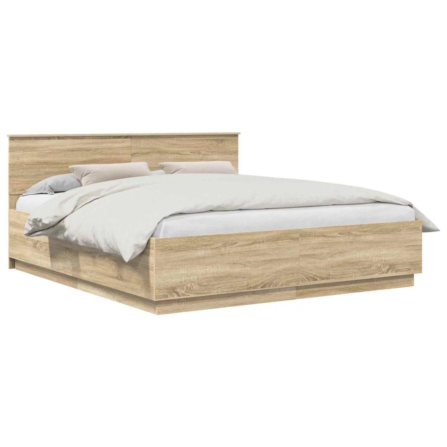 vidaXL Bettrahmen mit Kopfteil Sonoma-Eiche 200 x 200 cm Holzwerkstoff 3408042
