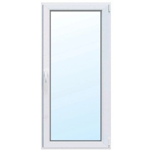 Weiße Kunststoff-Balkontür, 1-flügelig, 2-fach Verglasung, DIN Rechts, 88x208 cm.