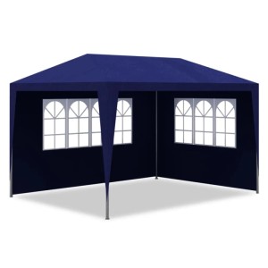 Blaues Partyzelt 3x4 m mit Fenster und Stahlrahmen für Gartenpartys & Feste.