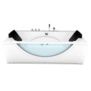 AcquaVapore Whirlpool Badewanne W81H-B-SC 180x90 mit Armaturen und Nackenkissen.
