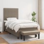 Boxspringbett Taupe 80x200 cm mit Matratze und Bank, Stoffbezug.