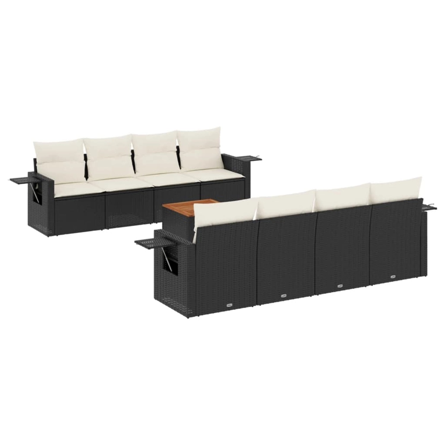 vidaXL 9-Tlg Garten-Sofagarnitur mit Kissen Schwarz Poly Rattan 3256812 günstig online kaufen