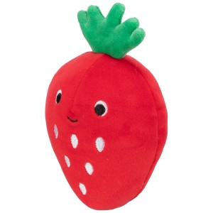 Jollypaw Erdbeere Hundespielzeug, Plüschtier mit Gesicht, 17cm.