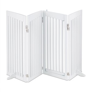 Relaxdays Absperrgitter MDF Weiß Mit Tür Zusammenklappbar 92 cm x 206 cm x 30 cm 14,2 kg