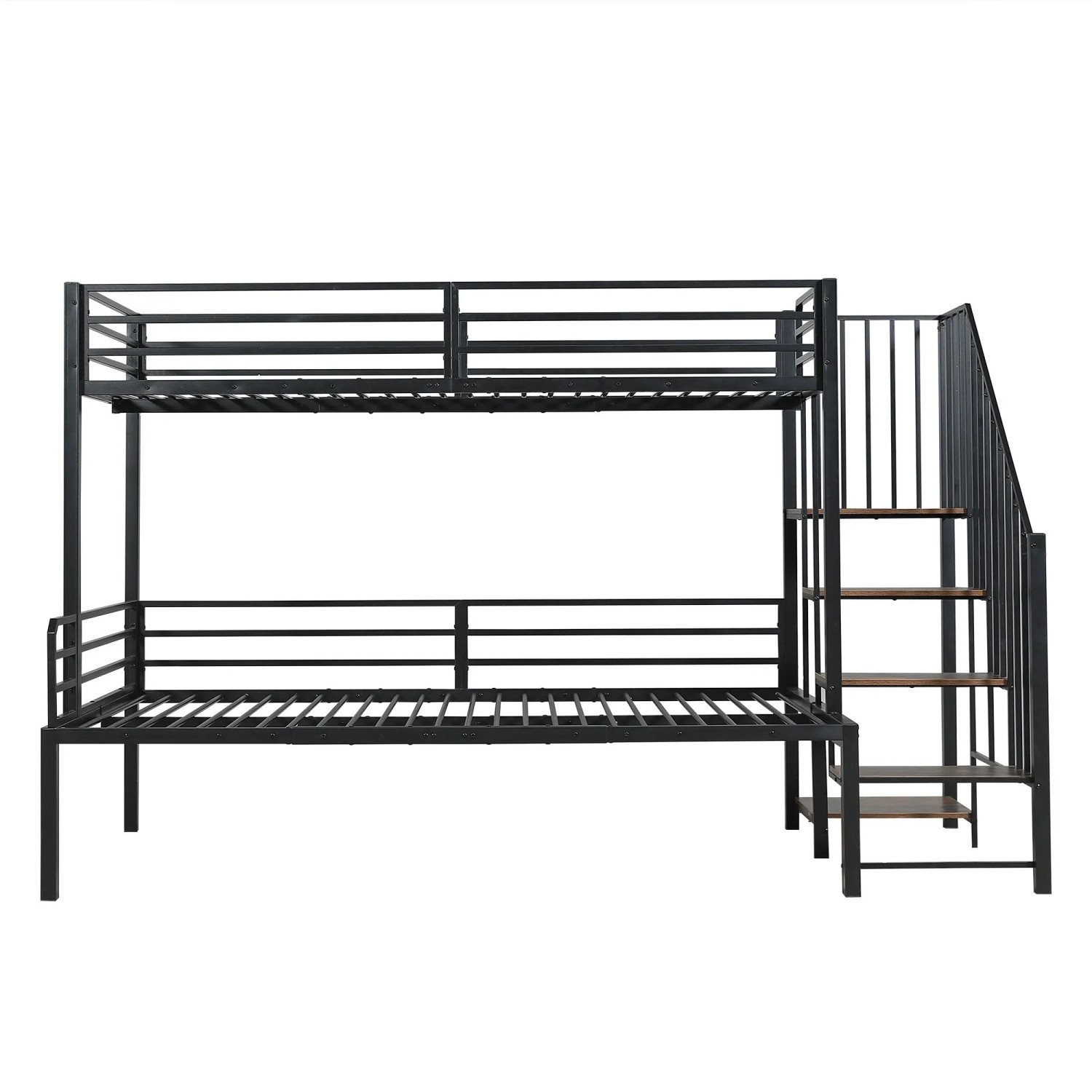 okwish Metall Etagenbett 120x200cm mit Eckleiterschrank Schwarz Vintage ohne Matratze