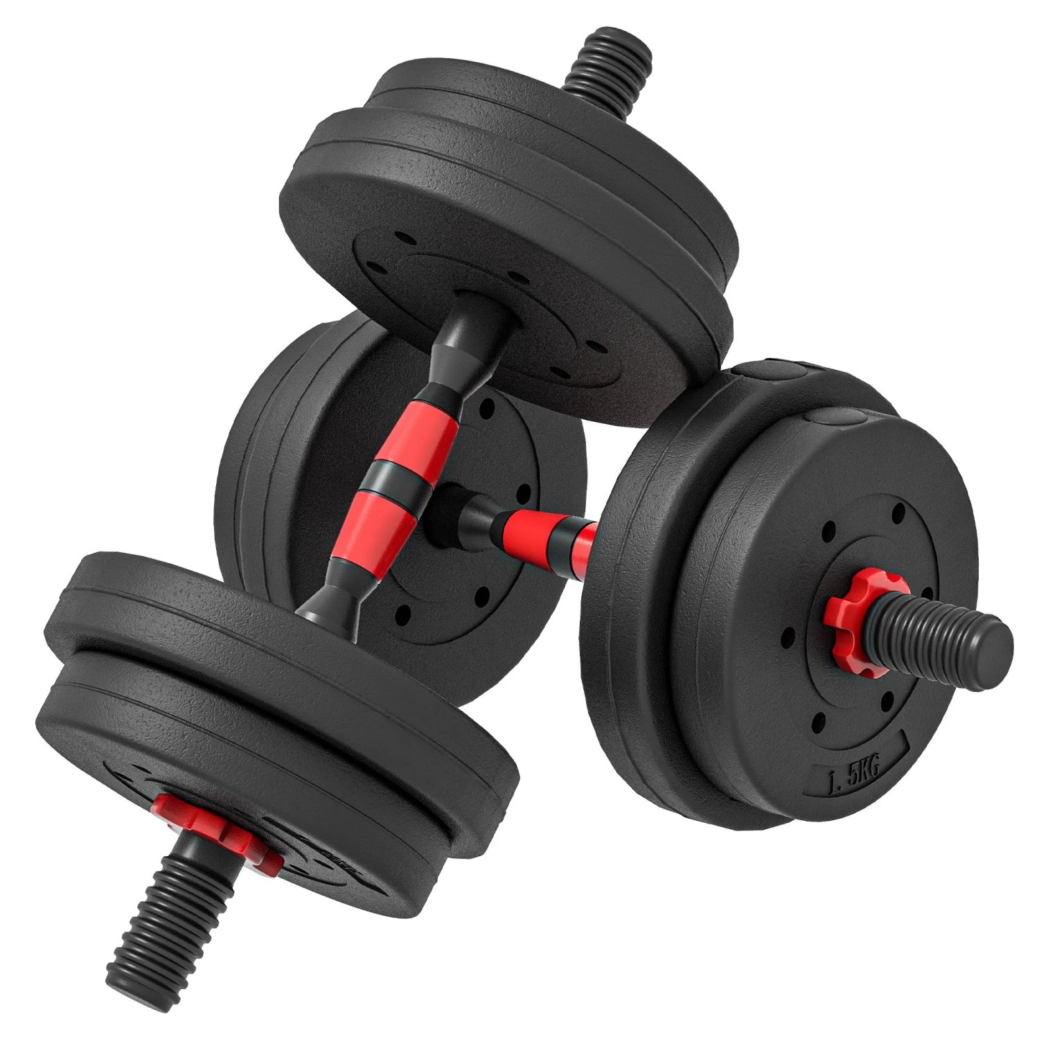 HOMCOM Barbell Set Kunststoff Ø20x40 cm Schwarz