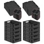PROREGAL SparSet: 10 schwarze Euroboxen (11L) mit Auflagedeckel. Stapelbare Transportboxen mit offenen Griffen.