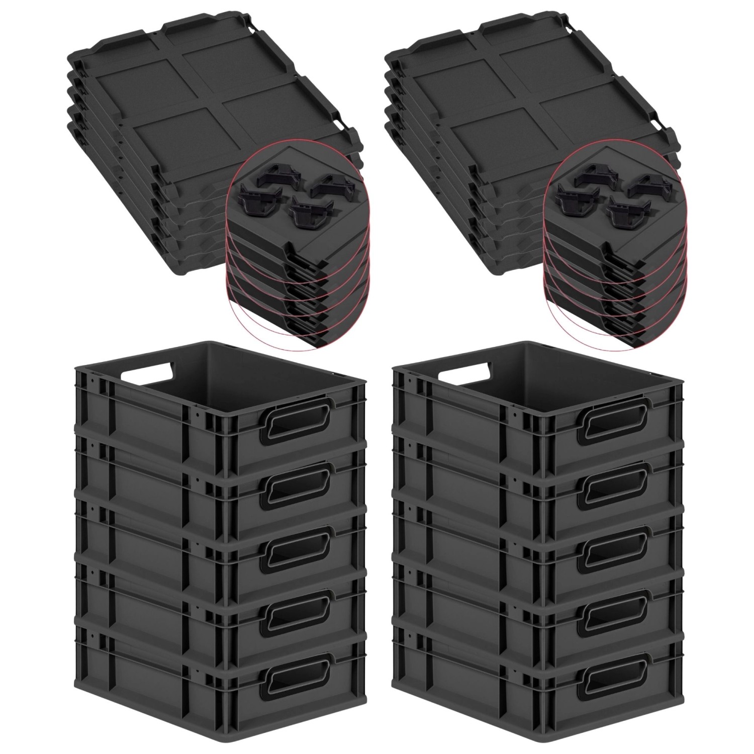 PROREGAL SparSet 10x Eurobox Nextgen Color Mit Auflagedeckel HxBxT 12x30x40 günstig online kaufen