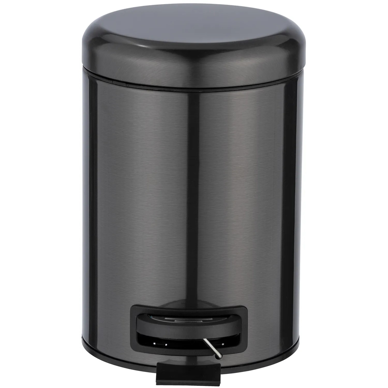 Wenko Kosmetik-Treteimer Leman, 3L, Metallic-Schwarz, Edelstahl, mit Tretfunktion.
