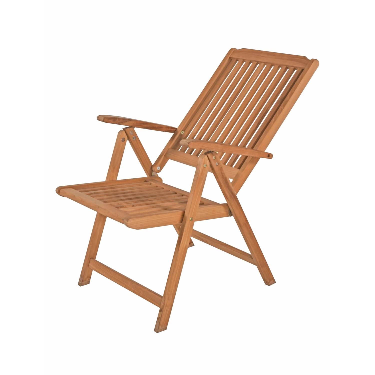 Verstellbarer DELUKE Gartenstuhl MARA aus Teakholz, dunkelbraun, für Terrasse und Outdoor.