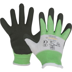 LUX Kinderhandschuhe ThinkGreen Gr. 4-6, Arbeitshandschuhe aus recyceltem PET, grün/schwarz.