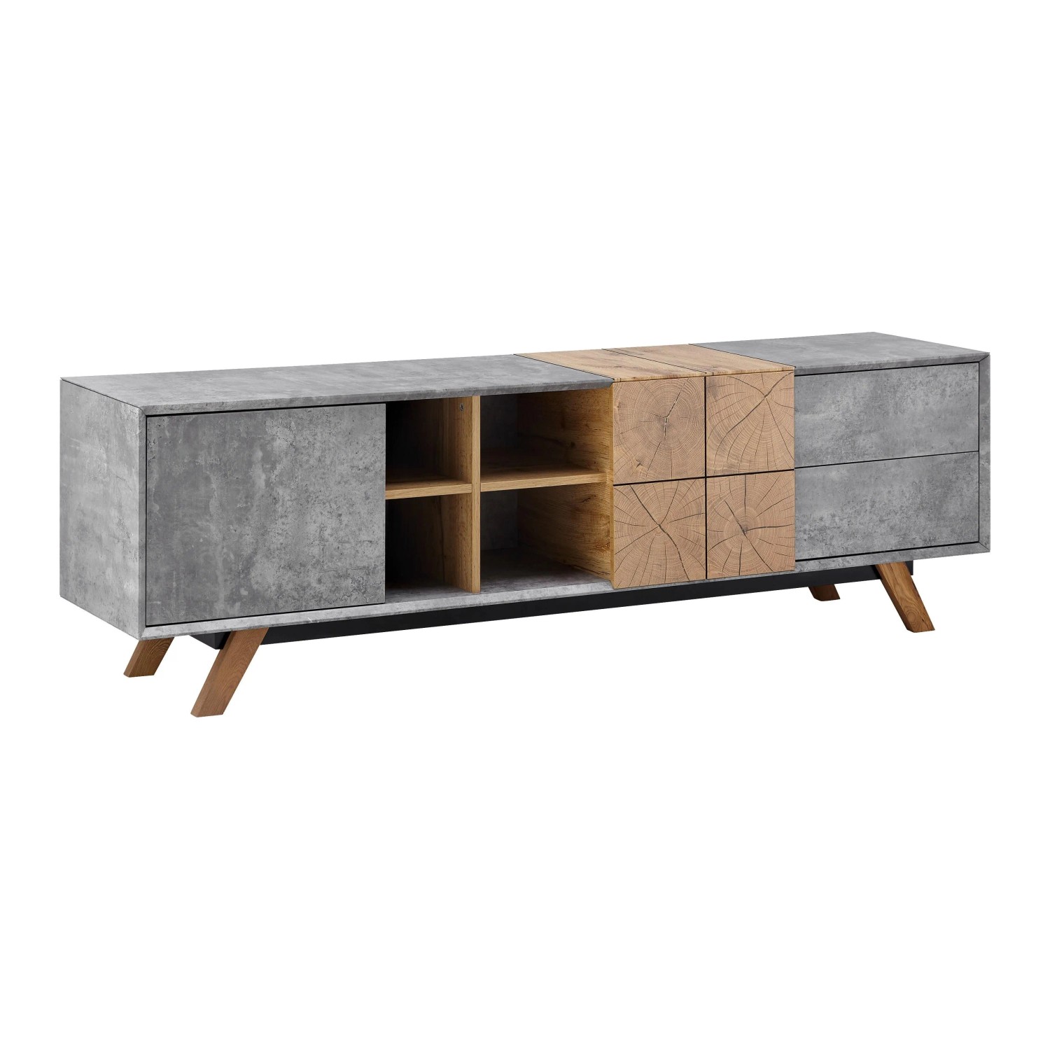 Bessagi Home Lowboard Casper Grau/Eichefarben MDF