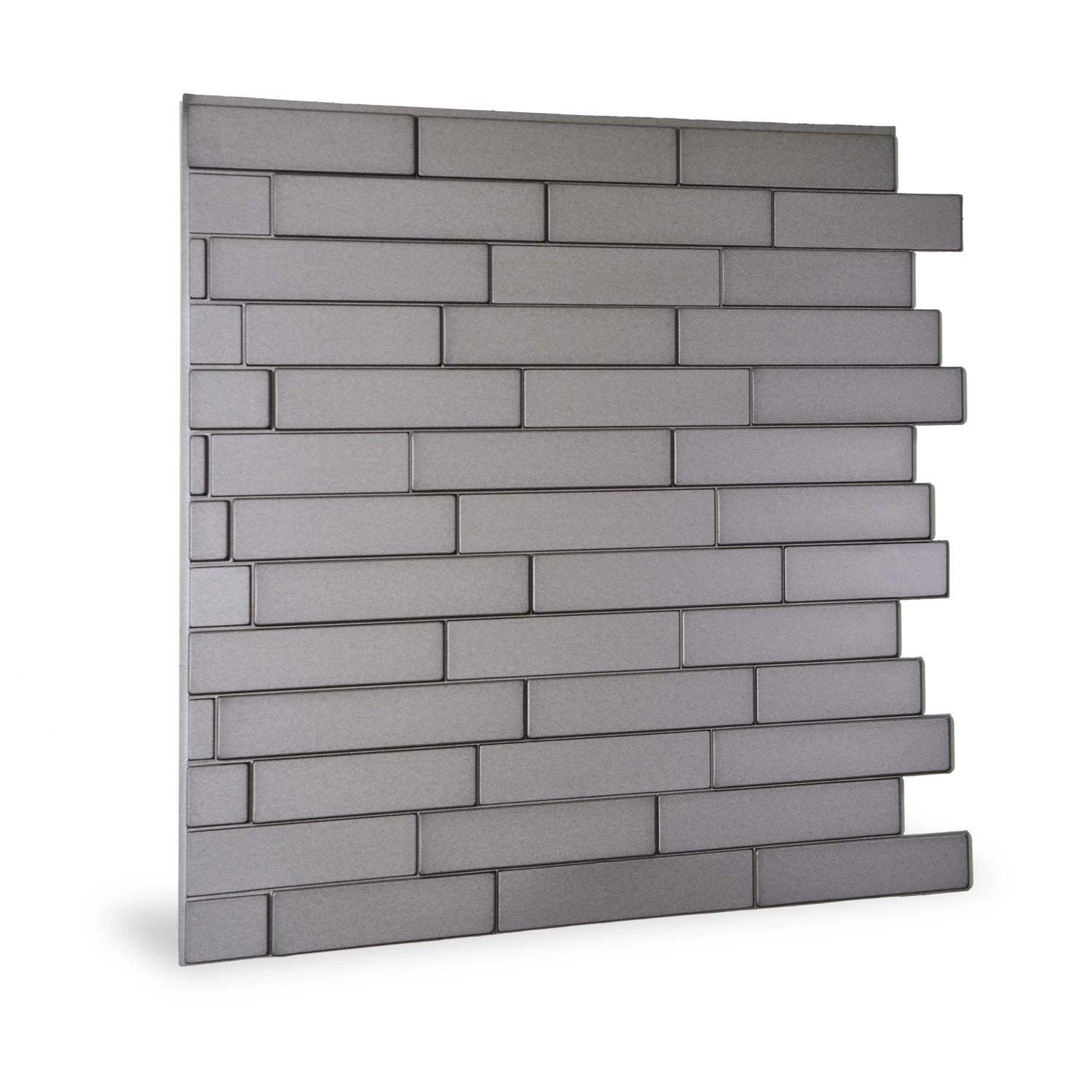 PROFHOME 3D 705257 Piano Steps Smoked Gray Dekorpaneel in Stein Optik Grau 2 m2 610 x 600 x 0,8 mm 1 Karton 6 Paneele 2 ...