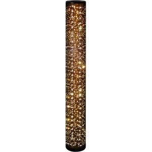 Schwarze Design-Stehleuchte Taco mit Starlight-Effekt und goldenem Innenleben.
