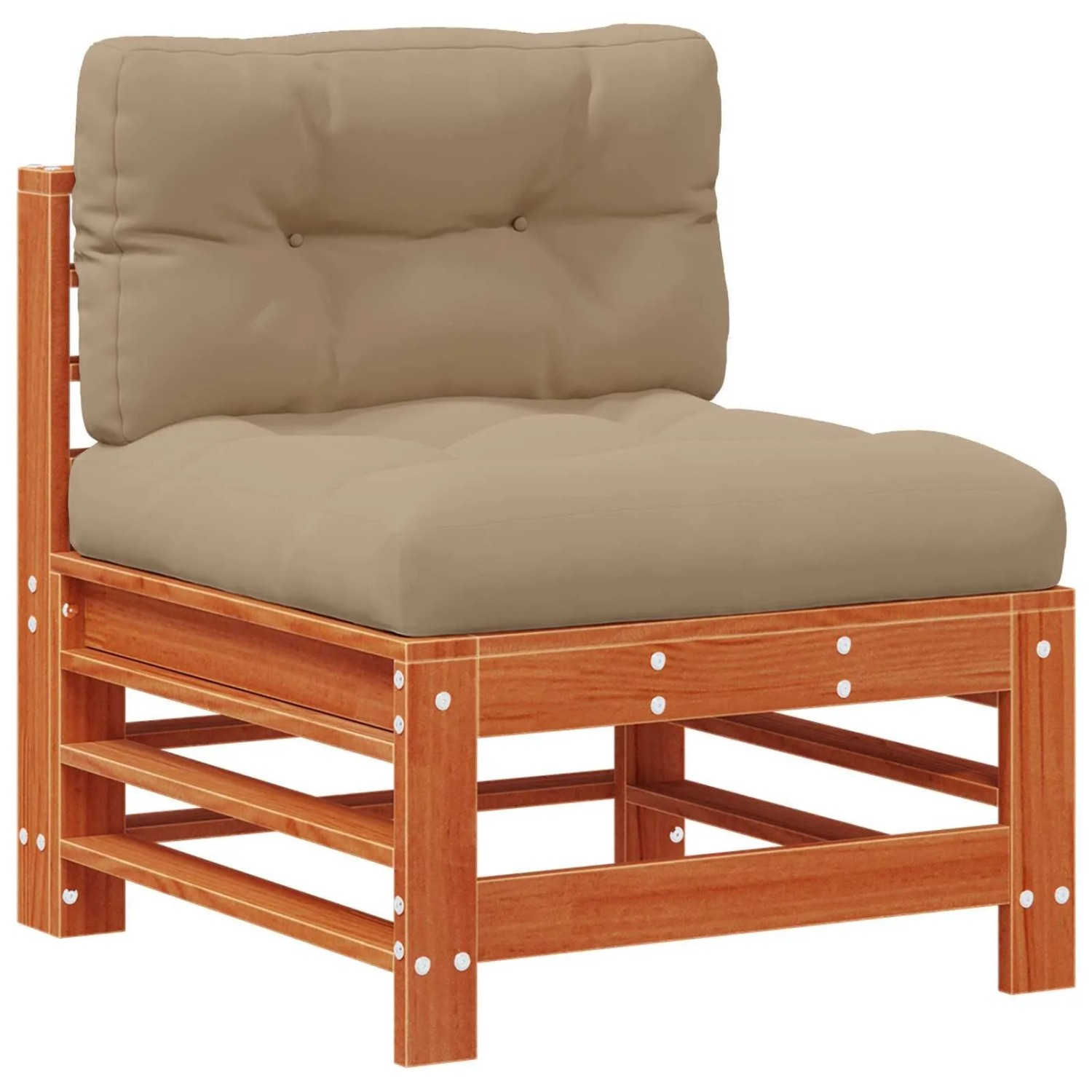 vidaXL Garten Mittelssofa Massives Kiefernholz Wachsbraun 865576