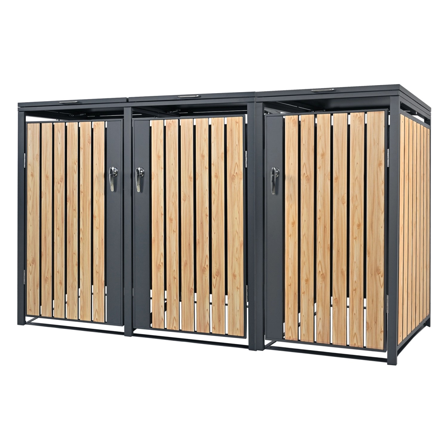 ML-Design Mülltonnenbox 3Er 240L 200x80x116,3cm Anthrazit-Lärchenoptik aus günstig online kaufen