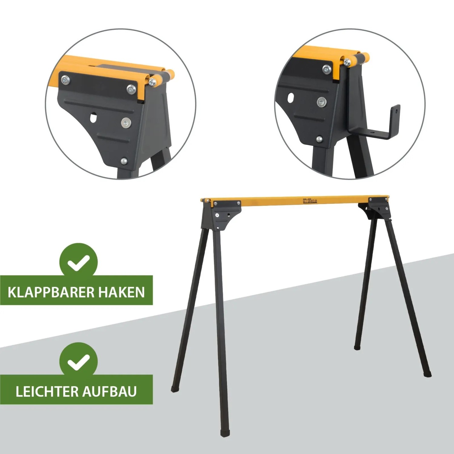 TRUTZHOLM Arbeitsbock, klappbar, gelb/schwarz, Stahl, bis 1000 kg belastbar