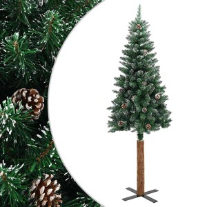 vidaXL Weihnachtsbaum Schlank mit Echtholz und Schnee Grün 180 cm 320961