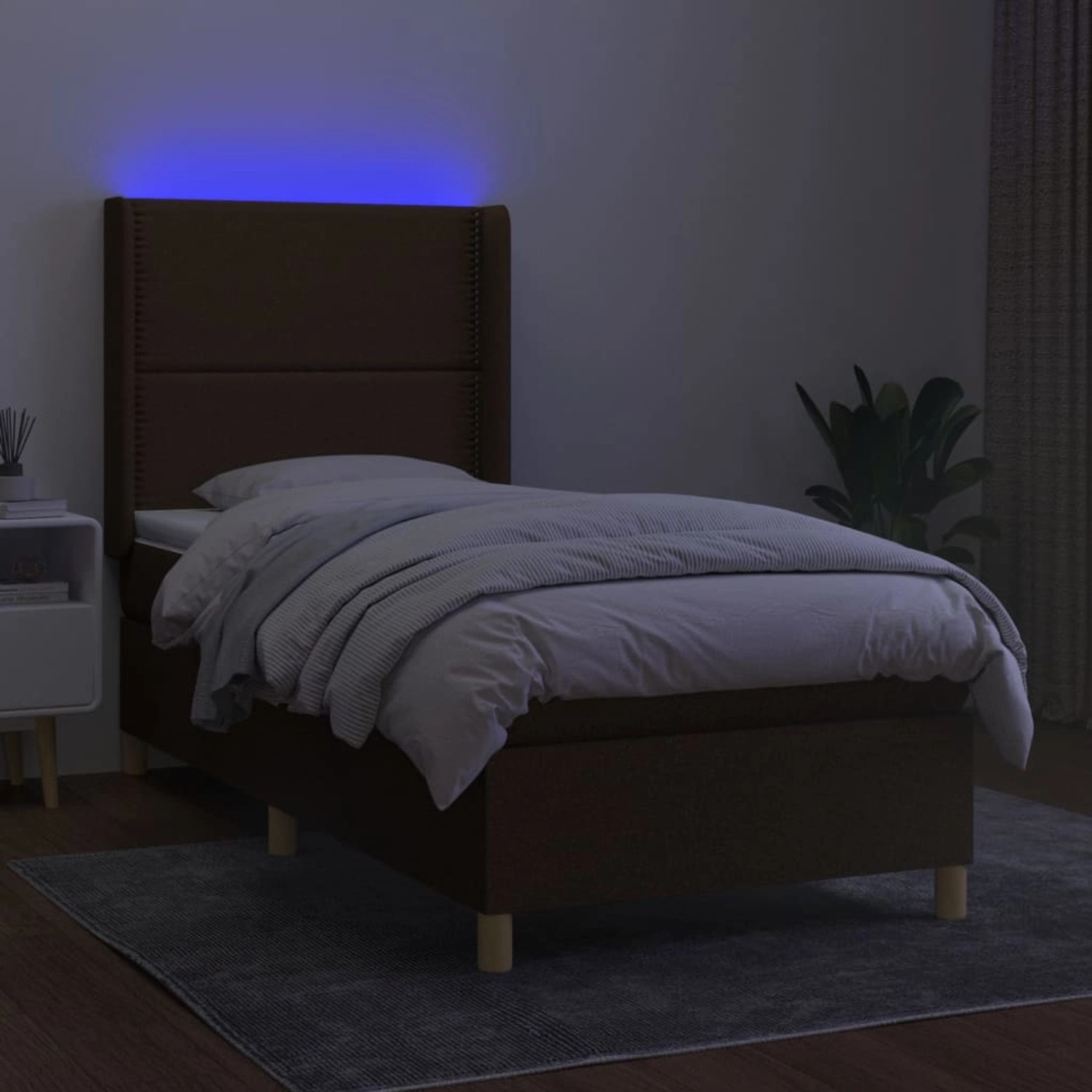 vidaXL Boxspringbett mit Matratze & LED Taupe 90x200 cm Stoff 3138769 günstig online kaufen