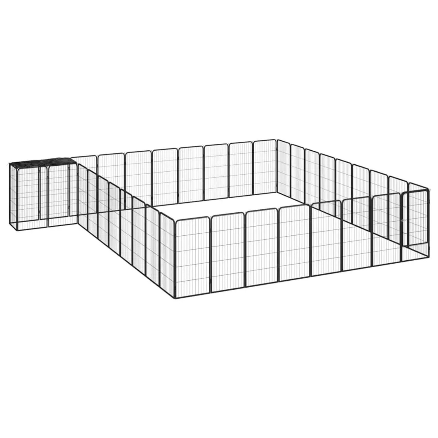 vidaXL 38 Tlg Hundelaufstall Schwarz 50x100cm Stahl Pulverbeschichtet 3115955
