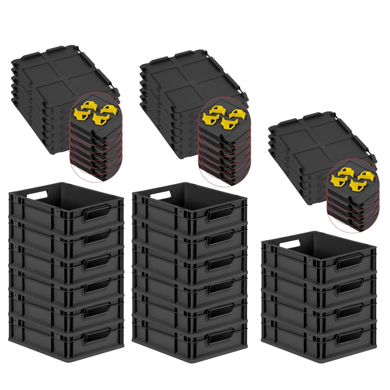 PROREGAL SuperSparSet 16x Eurobox Nextgen Grip Mit Auflagedeckel Und Gelben günstig online kaufen