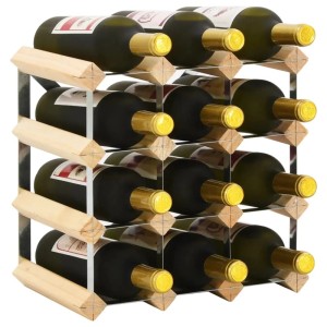 VidaXL Weinregal aus Kiefernholz für 12 Flaschen, rustikales Design.