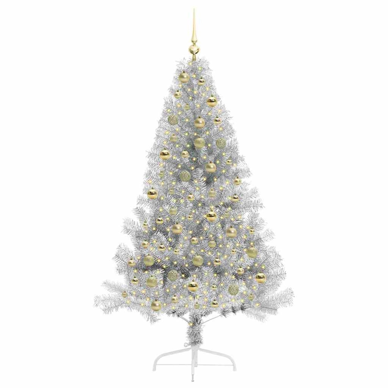 vidaXL Künstlicher Vorbeleuchteter Weihnachtsbaum Silber 180 cm 3397210
