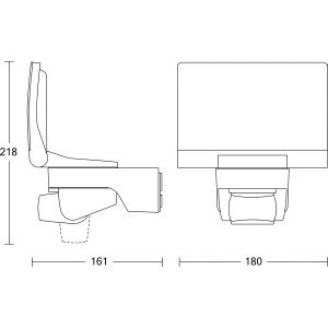 Skizze der Steinel LED-Außenwandleuchte XLED Home 2 S Weiß mit Maßen, zur Illustration der Produktabmessungen.