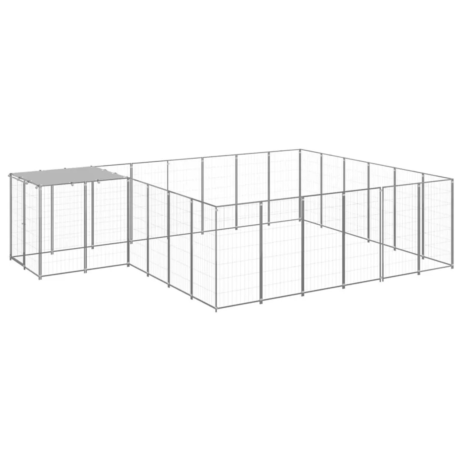 vidaXL Hundezwinger Silbern 12,1 m² Stahl 3082220