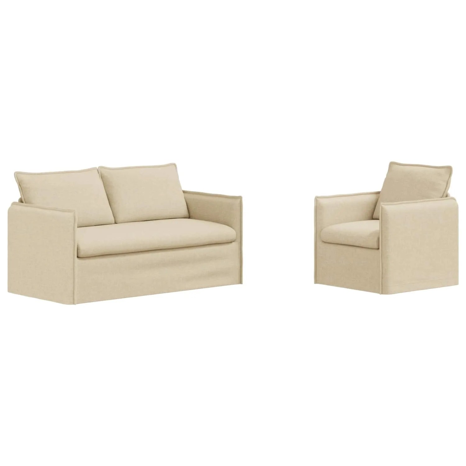 vidaXL Sofa 2-Tlg Creme 196 x 82 x 85 cm Stoff 3407572