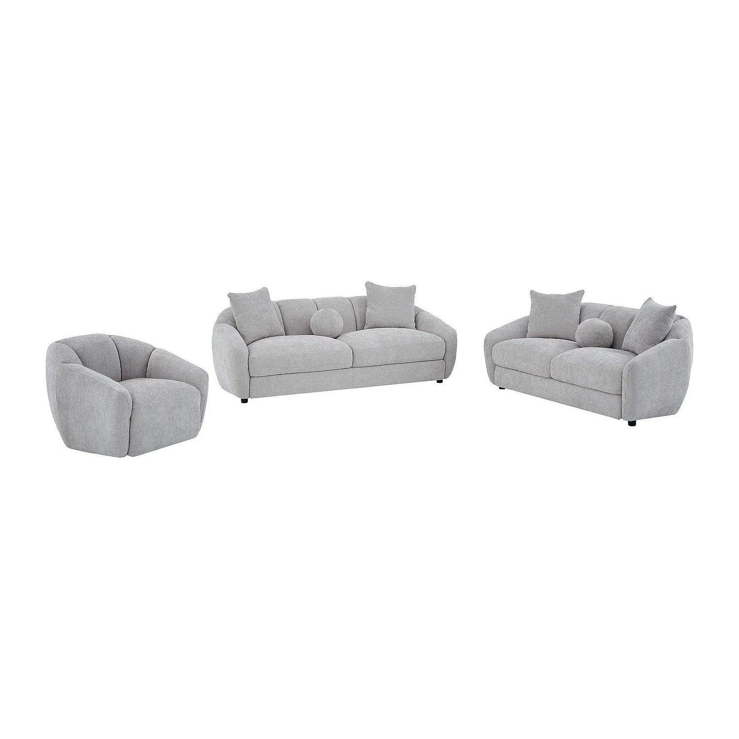 Vente-unique Couchgarnitur Mit Sessel Hellgrau 93 cm  216 cm  182 cm