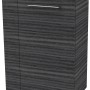 Fackelmann Waschbeckenunterschrank SBC Dark Oak, 44 cm breit, mit einer Tür und schwarzem Waschbecken.