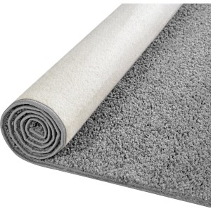 Gerollter, hellgrauer Kurzflor Teppich Vital, 115x170 cm. Klassischer Teppich für Wohnräume.