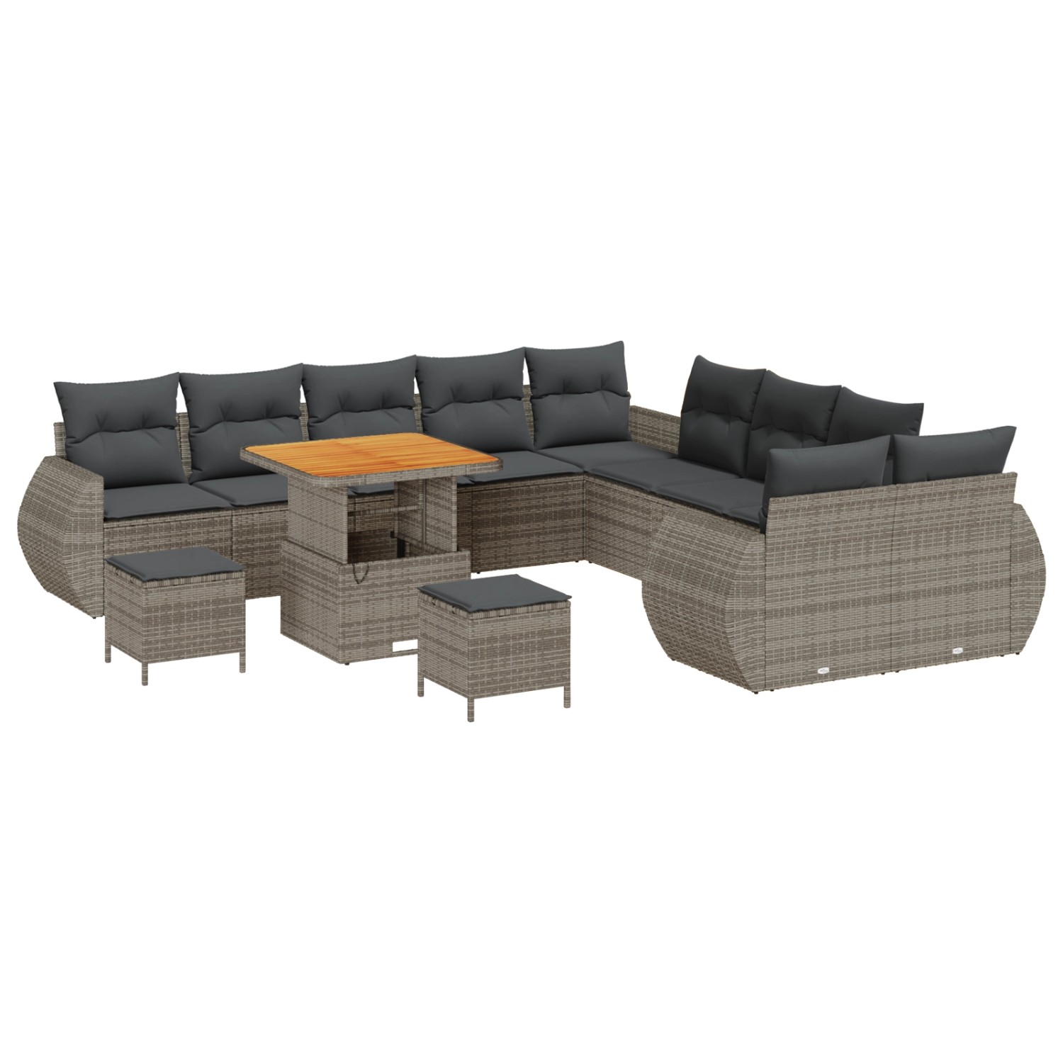 vidaXL Garten-Sofa-Set 13-Tlg Grau Poly Rattan 3361933 günstig online kaufen