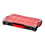 PROREGAL QBRICK Sortimentskasten Pro, schwarz, mit transparentem Deckel und roten Fächern.
