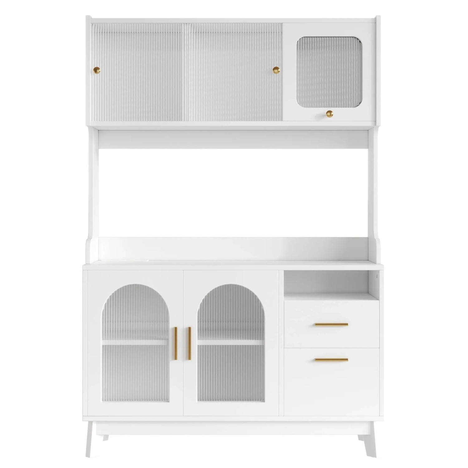 Merax Buffetschrank 120x40x178 cm mit Steckdose USB C Stauraum Weiß