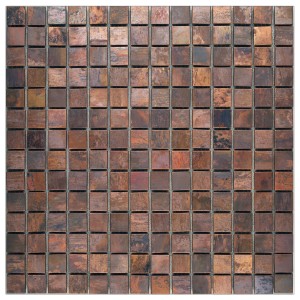Mosaikfliese aus Metall in Kupfer 3D Optik, 30,8x30,8 cm für den Innenbereich.